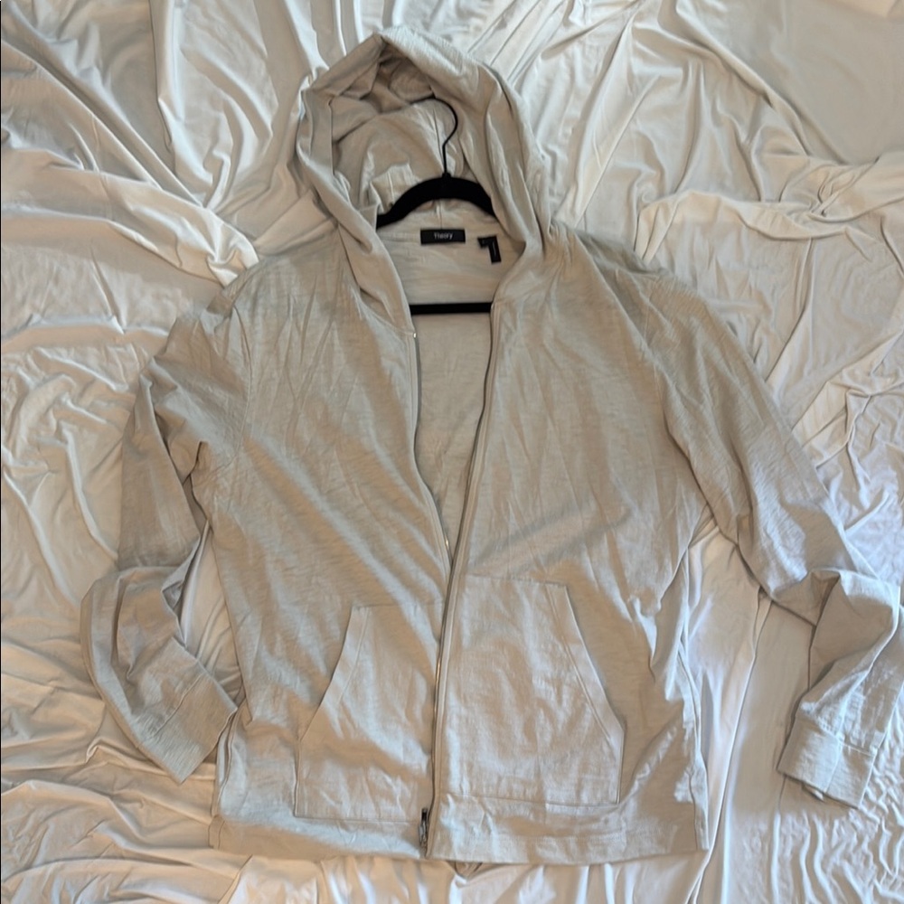 Theory Light Gray Zip-Up Hoodie